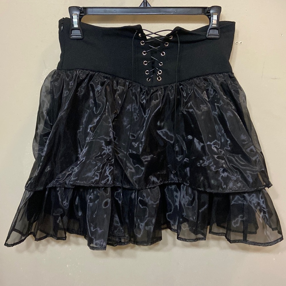 Black lace up skirt